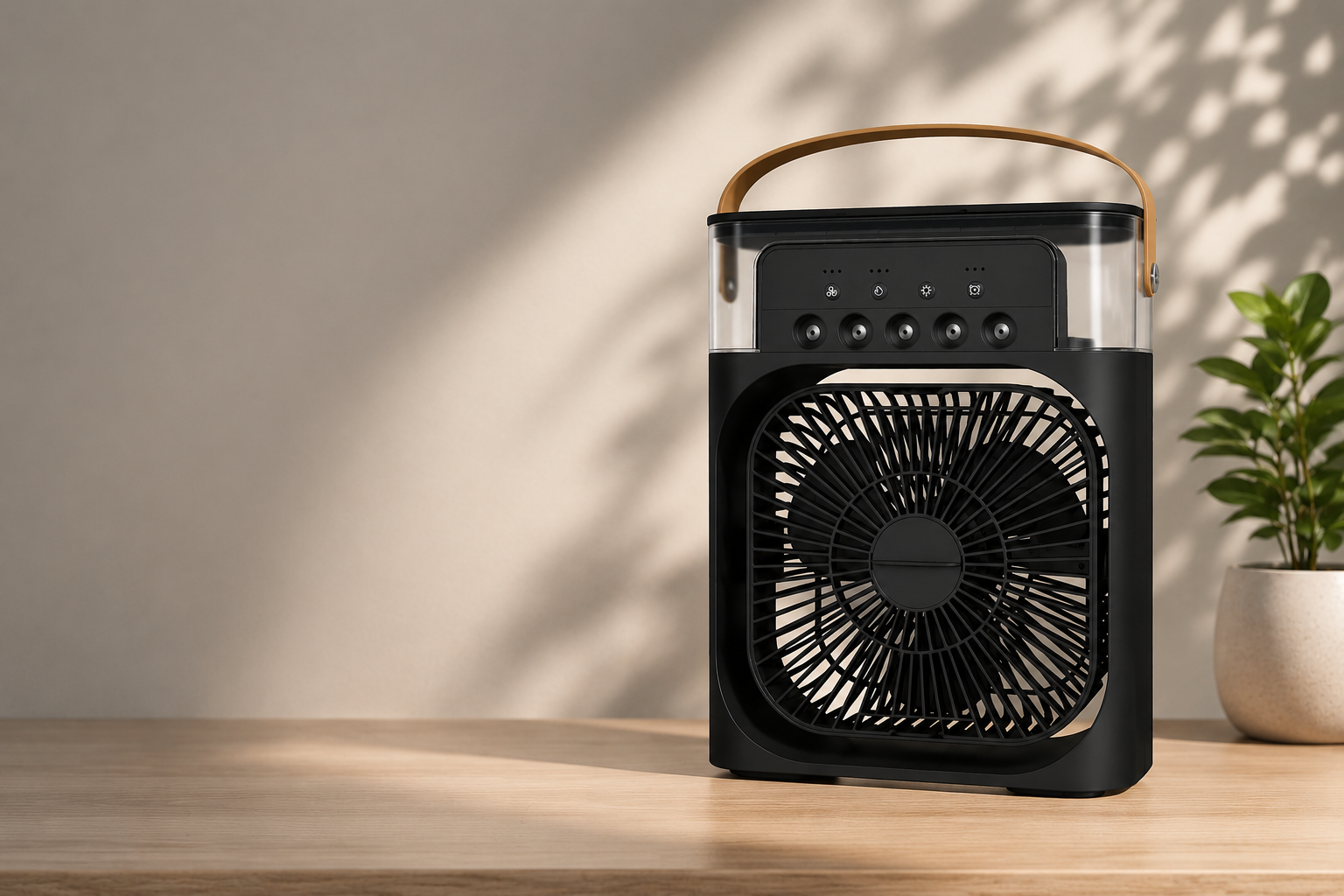 Coolify 3-in-1 Portable Fan combines powerful cooling, quiet airflow, and built-in humidification in one compact design. USB-powered with adjustable fan speeds, perfect for home, office, gaming, travel, and car use.