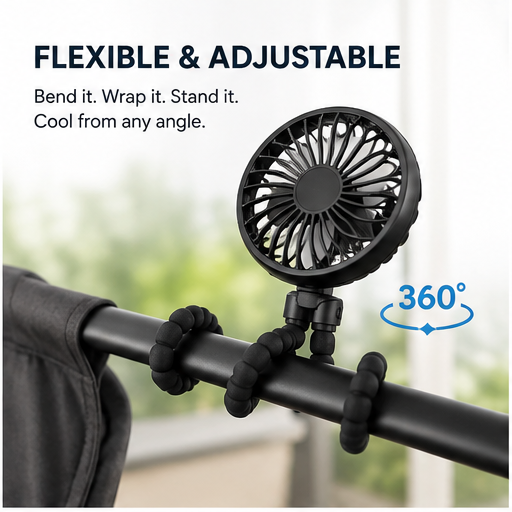 Coolify Mini Travel Fan delivers flexible, portable cooling in a compact design perfect for everyday use. USB rechargeable with adjustable speeds and bendable tripod legs for cooling anywhere you go.