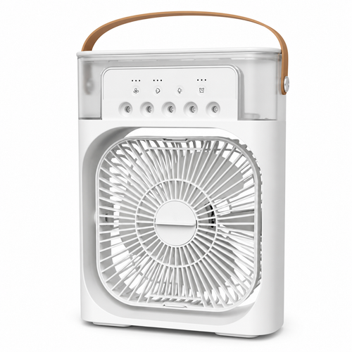 Coolify 3-in-1 Portable Fan combines powerful cooling, quiet airflow, and built-in humidification in one compact design. USB-powered with adjustable fan speeds, perfect for home, office, gaming, travel, and car use.
